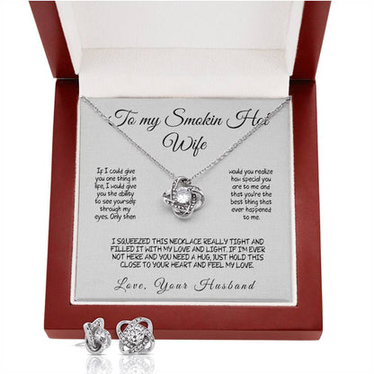 To My Smokin Hot Wife - Love Knot Necklace with Heartfelt Message