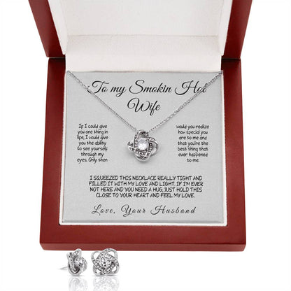 To My Smokin Hot Wife - Love Knot Necklace with Heartfelt Message