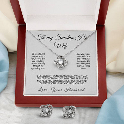 To My Smokin Hot Wife - Love Knot Necklace with Heartfelt Message