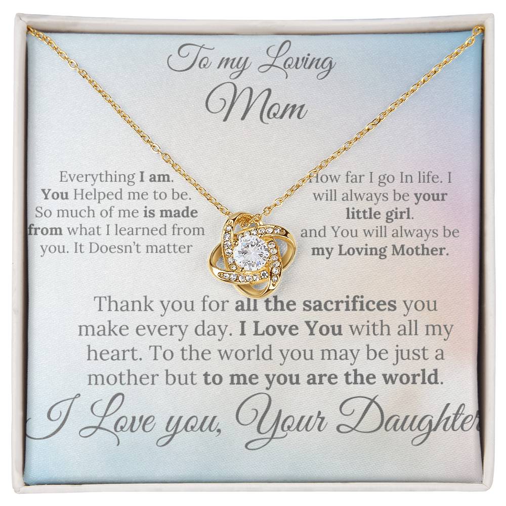 To a Loving Mom  Love knot necklace – A Loving Note from Your Daughter"