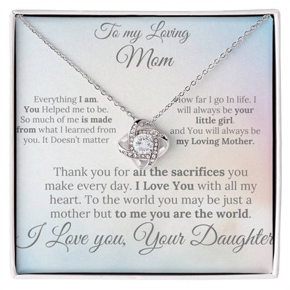 To a Loving Mom  Love knot necklace – A Loving Note from Your Daughter"