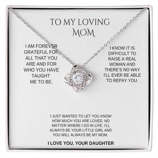 (Almost Sold Out) Forever Loved Mom Love Knot Necklace: A Heartfelt Gift from Daughter to Mother