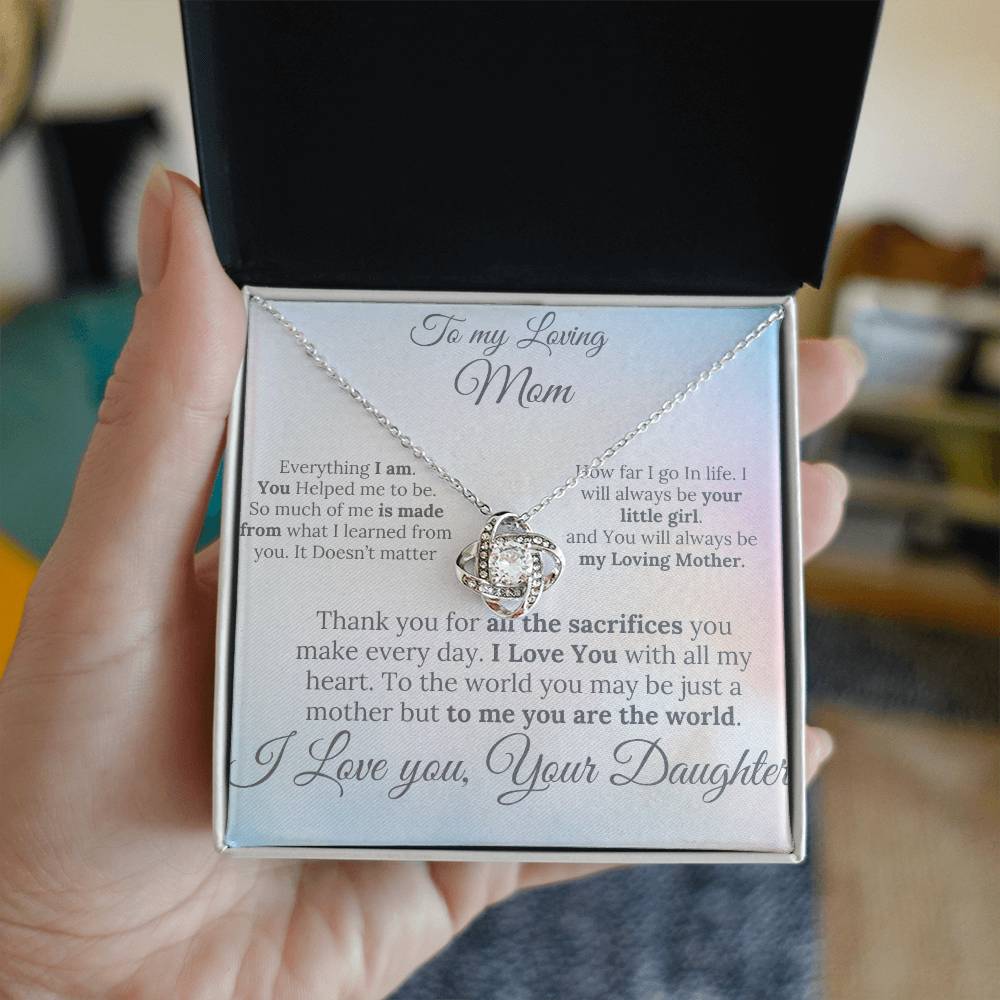 To a Loving Mom  Love knot necklace – A Loving Note from Your Daughter"