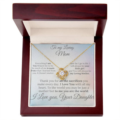 To a Loving Mom  Love knot necklace – A Loving Note from Your Daughter"