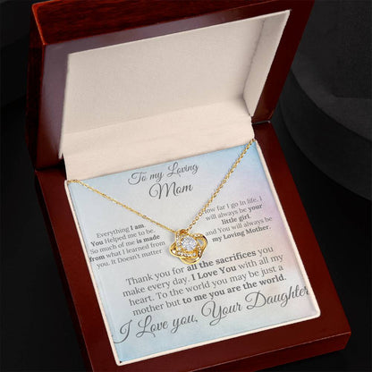 To a Loving Mom  Love knot necklace – A Loving Note from Your Daughter"