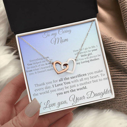 To a Caring Mom two heart– A Loving Note from Your Daughter.