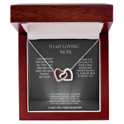 ( ALMOST SOLD OUT)  "Forever Loved Mom Two Hearts treasure: A Heartfelt Gift from Daughter to Mother"