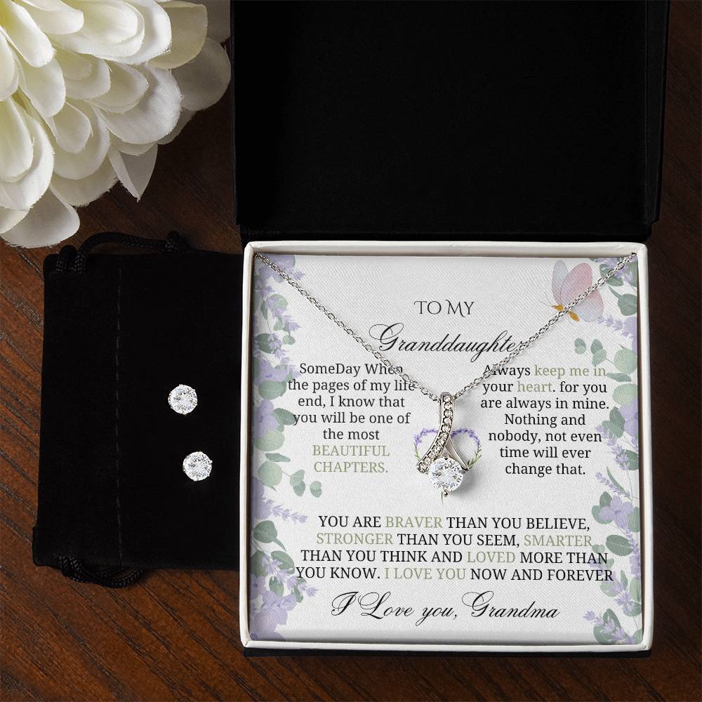 To My Precious Granddaughter: Love Drop Earrings Jewelry Set