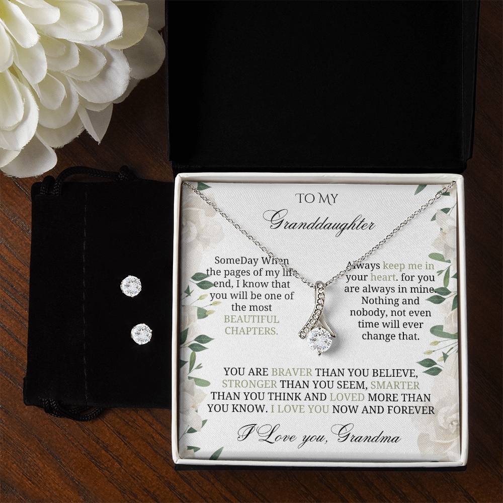 To My Precious Granddaughter: Love Knot Jewelry Set