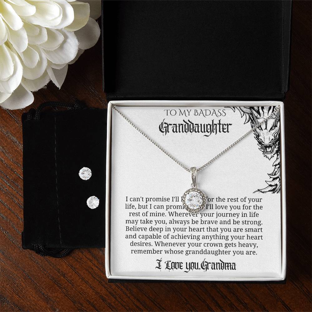 Badass Goth Love Round Necklace for Your Granddaughter - Eternal Bond and Style