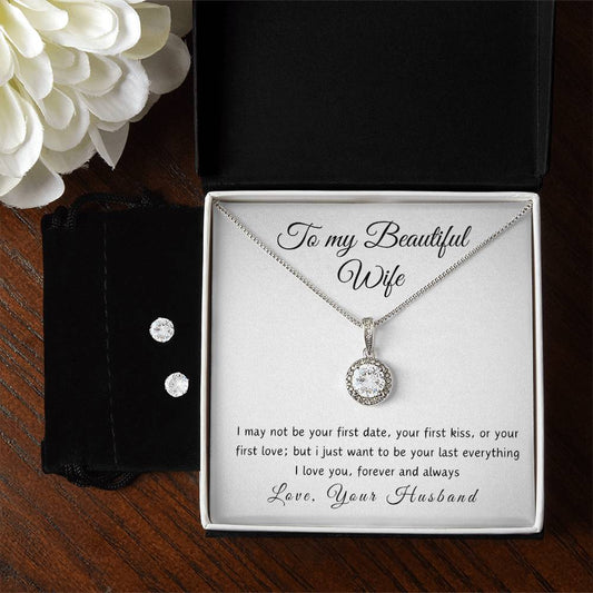 To My Beautiful Wife -Timeless Grace Pendant Necklace with Heartfelt Message