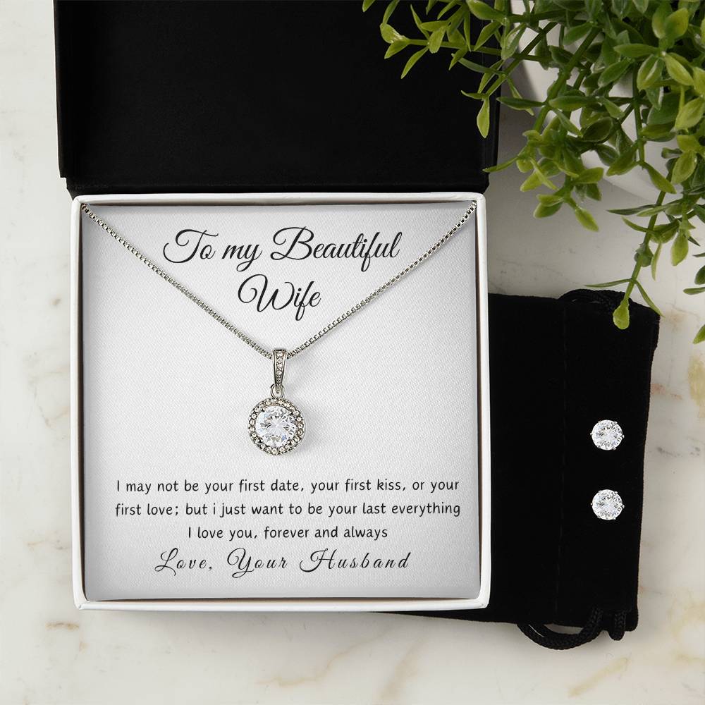 To My Beautiful Wife -Timeless Grace Pendant Necklace with Heartfelt Message