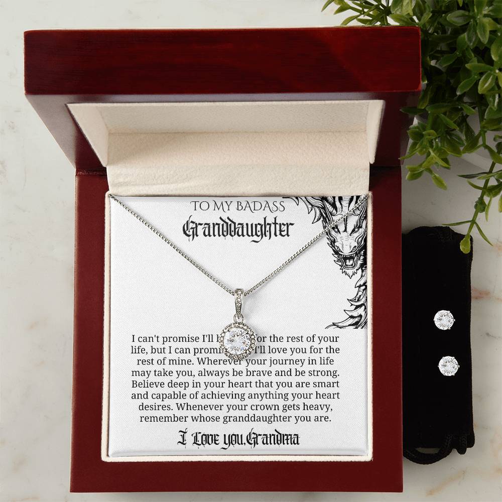 Badass Goth Love Round Necklace for Your Granddaughter - Eternal Bond and Style