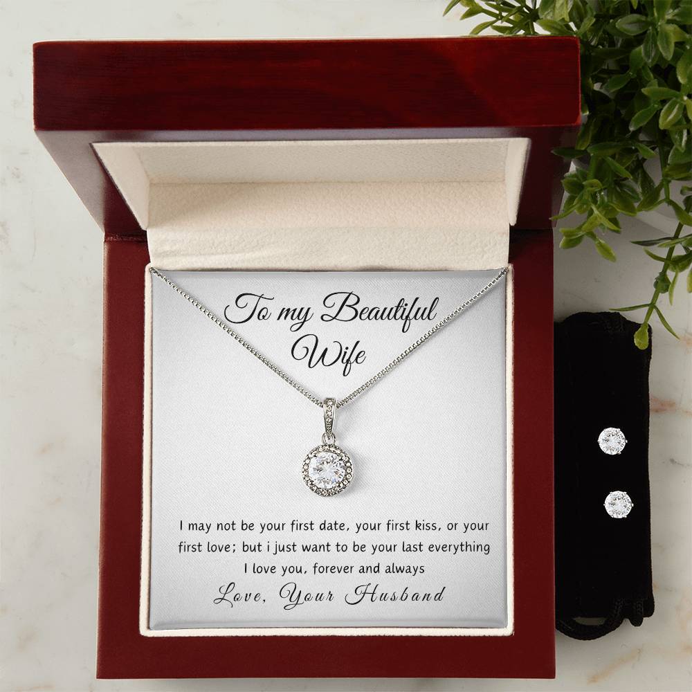 To My Beautiful Wife -Timeless Grace Pendant Necklace with Heartfelt Message