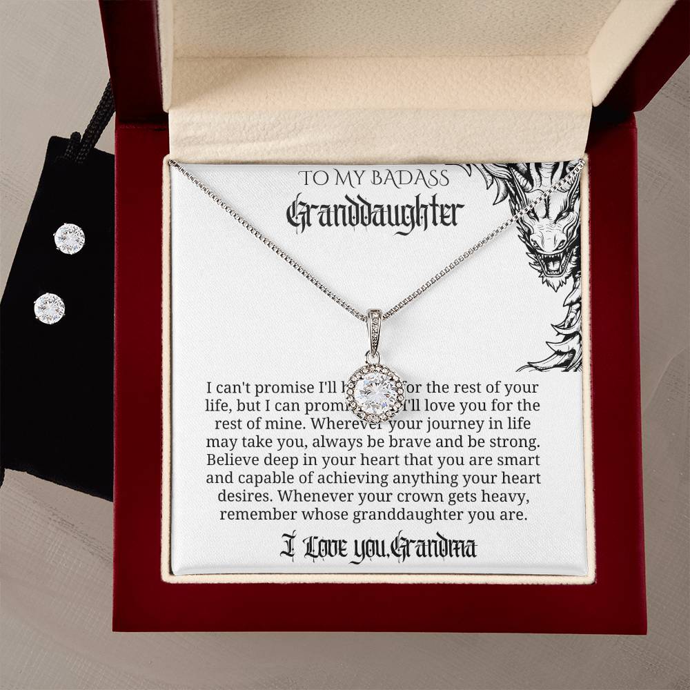 Badass Goth Love Round Necklace for Your Granddaughter - Eternal Bond and Style