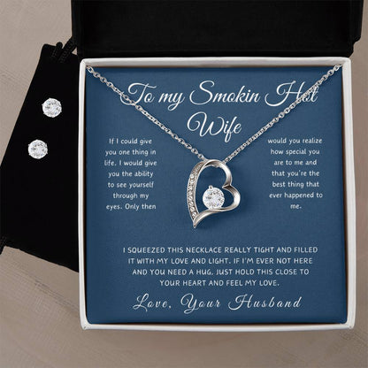 To My  Smokin Hot Wife - Love Knot Necklace with Heartfelt Message