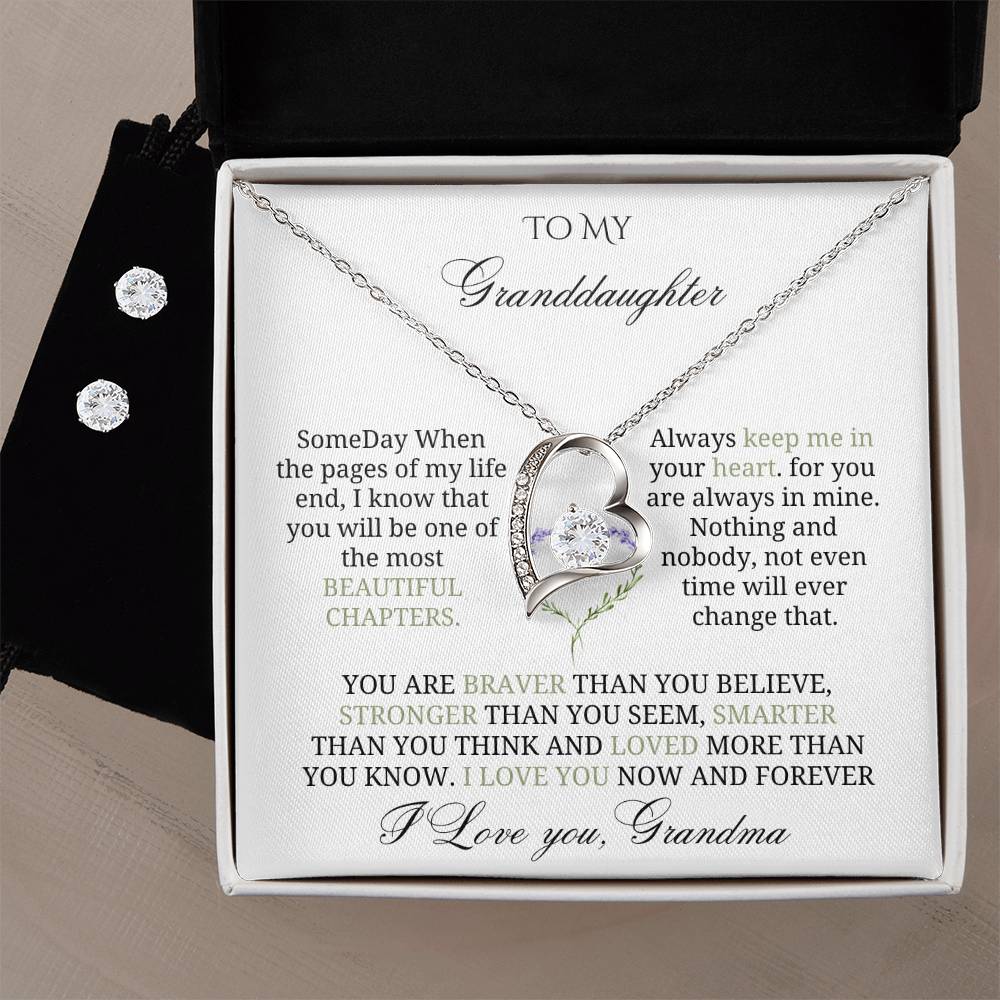 To My Precious Granddaughter: Love Heart Jewelry Set