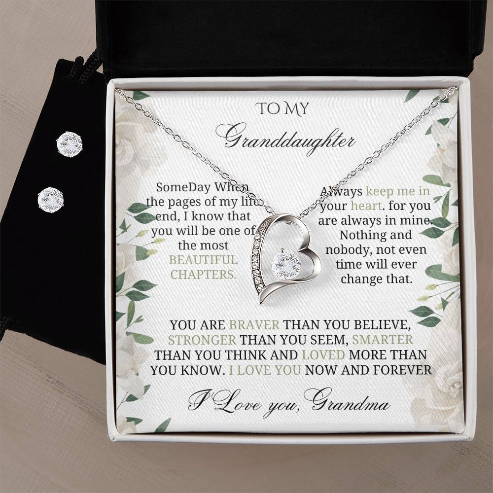 To My Precious Granddaughter: Love Knot Jewelry Set