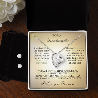 To My Precious Granddaughter: Love Knot Jewelry Set