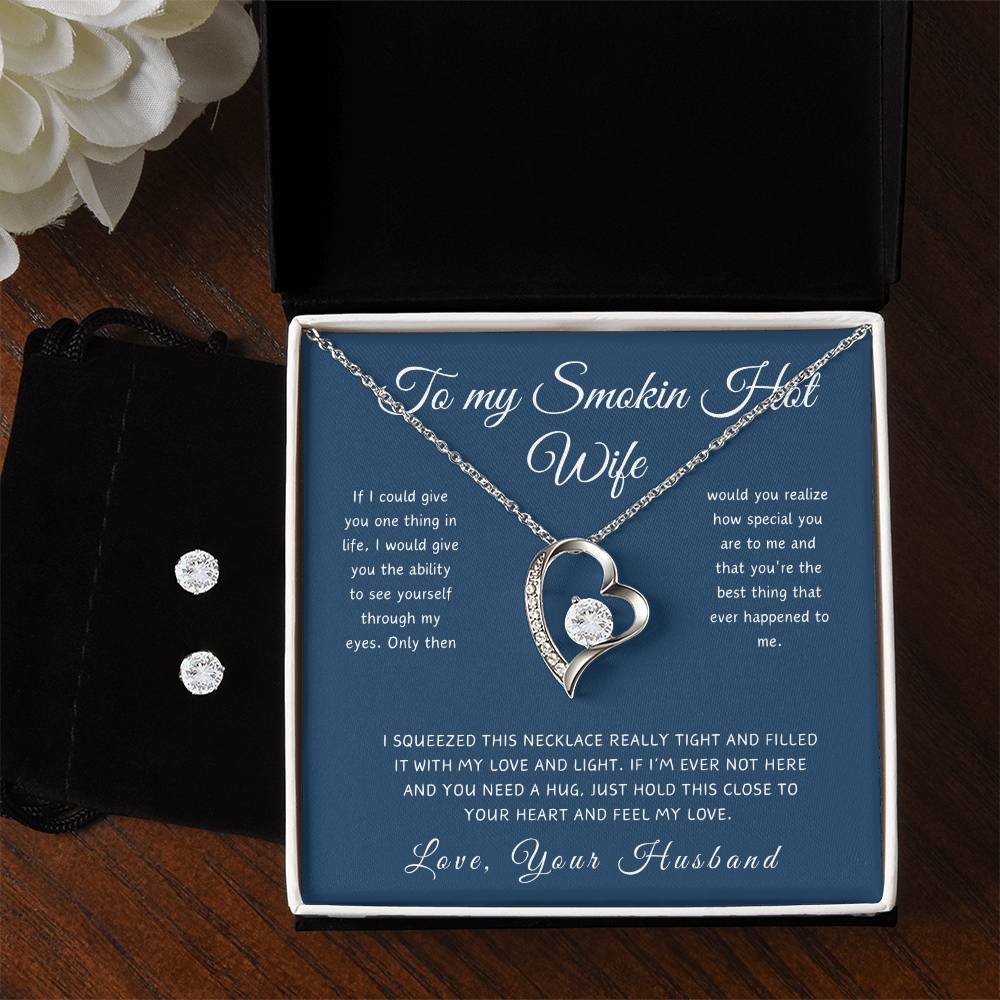 To My  Smokin Hot Wife - Love Knot Necklace with Heartfelt Message