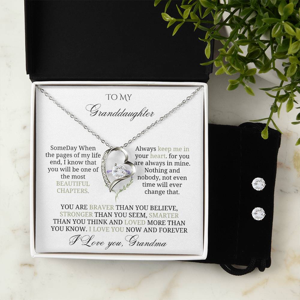 To My Precious Granddaughter: Love Heart Jewelry Set