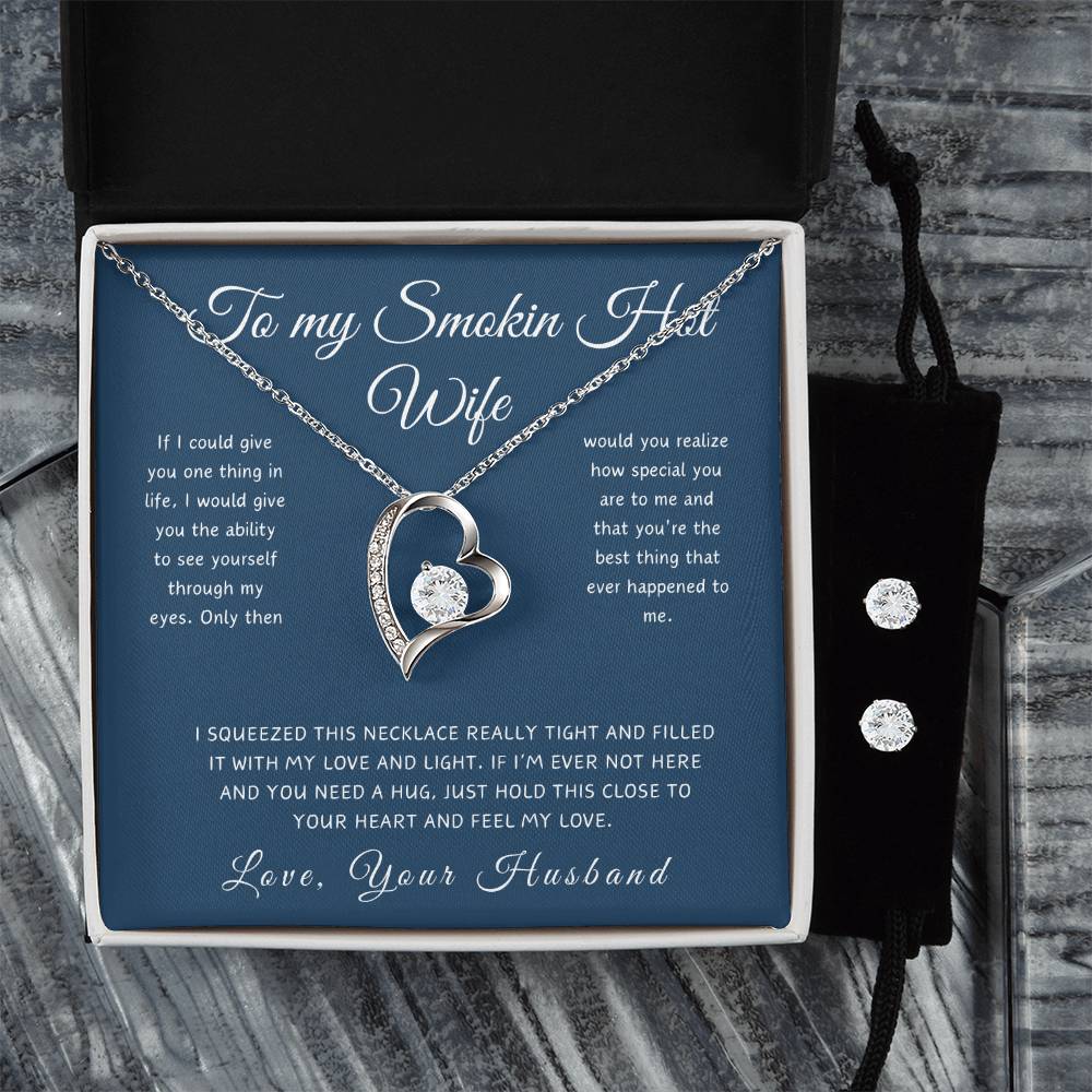 To My  Smokin Hot Wife - Love Knot Necklace with Heartfelt Message