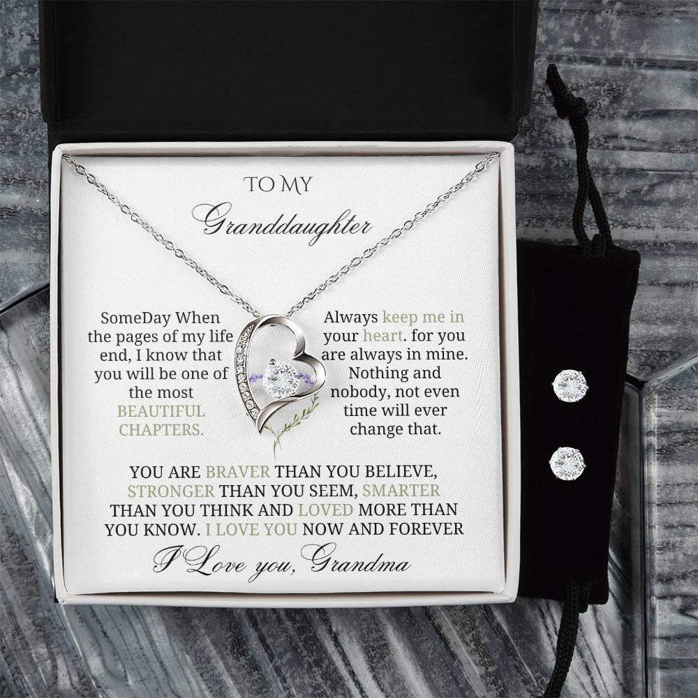 To My Precious Granddaughter: Love Heart Jewelry Set