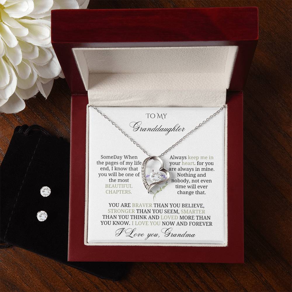 To My Precious Granddaughter: Love Heart Jewelry Set