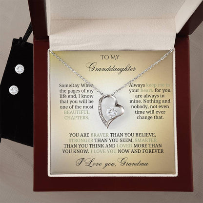 To My Precious Granddaughter: Love Knot Jewelry Set