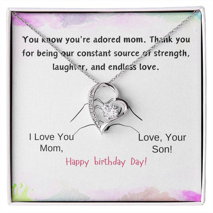 Teddy bear gift and matching card,  Your know you're adored mom from your Son.