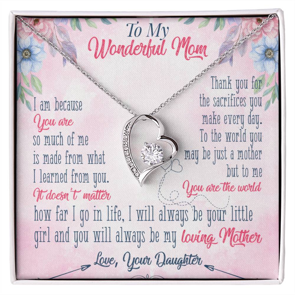 ( ALMOST SOLD OUT ) "Forever Loved Mom Single Heart Necklace: A Heartfelt Gift from Daughter to Mother"