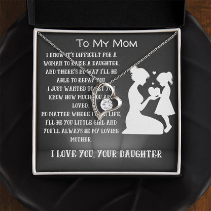 To My Loving Mom from your Daughter- Love Heart Necklace