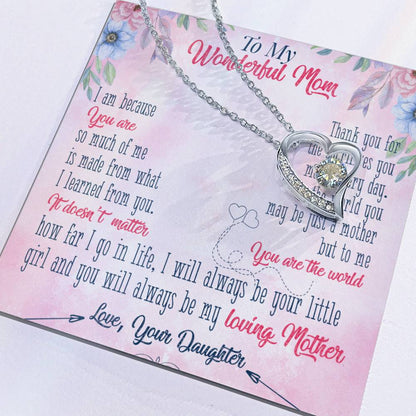 ( ALMOST SOLD OUT ) "Forever Loved Mom Single Heart Necklace: A Heartfelt Gift from Daughter to Mother"