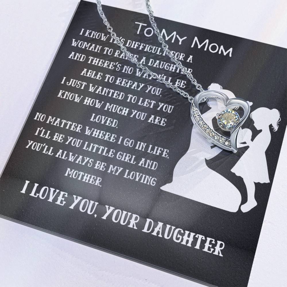 To My Loving Mom from your Daughter- Love Heart Necklace