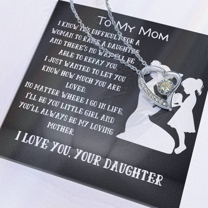 To My Loving Mom from your Daughter- Love Heart Necklace