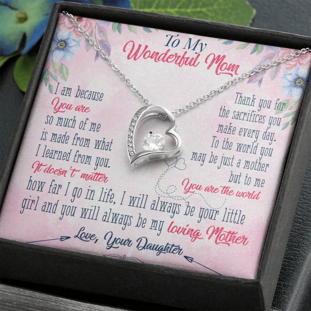 ( ALMOST SOLD OUT ) "Forever Loved Mom Single Heart Necklace: A Heartfelt Gift from Daughter to Mother"