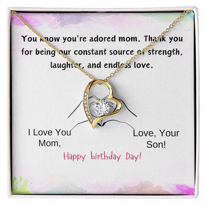 Teddy bear gift and matching card,  Your know you're adored mom from your Son.