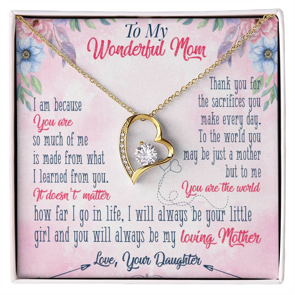 ( ALMOST SOLD OUT ) "Forever Loved Mom Single Heart Necklace: A Heartfelt Gift from Daughter to Mother"