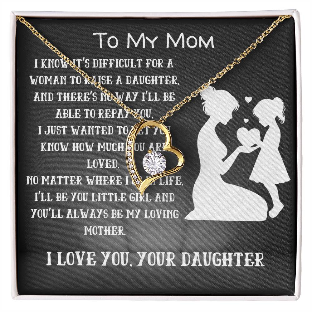 To My Loving Mom from your Daughter- Love Heart Necklace