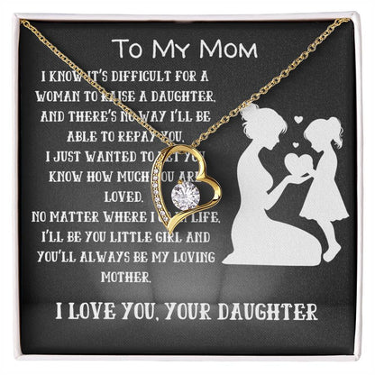 To My Loving Mom from your Daughter- Love Heart Necklace