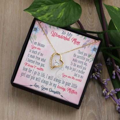 ( ALMOST SOLD OUT ) "Forever Loved Mom Single Heart Necklace: A Heartfelt Gift from Daughter to Mother"