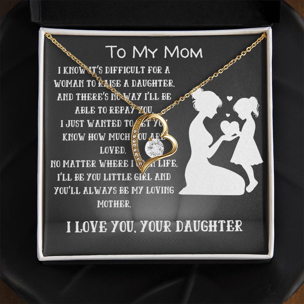 To My Loving Mom from your Daughter- Love Heart Necklace