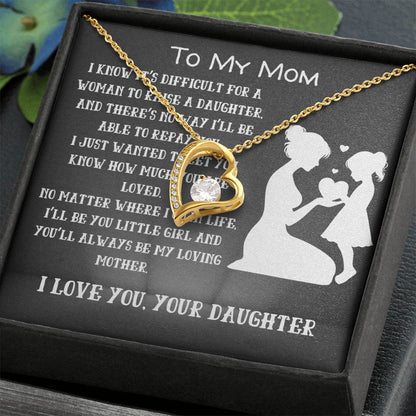 To My Loving Mom from your Daughter- Love Heart Necklace