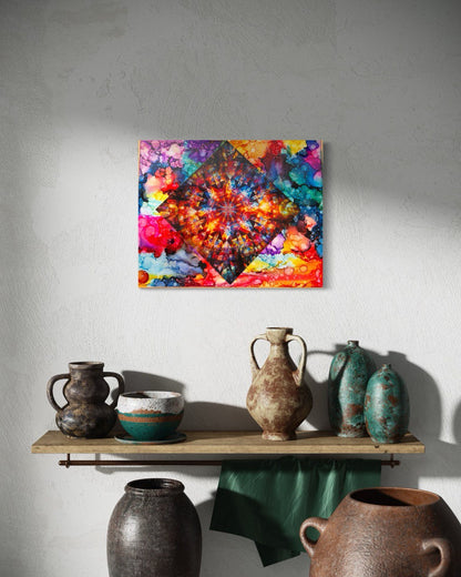 Original 12x16 Mandala Art/ Epoxy Creations with Alcohol Ink by Lisa Marie