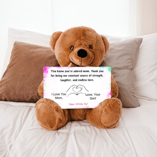 Gift for Mom from your son, You know you're an adored mom, the kind who fills hearts with warmth and homes with love Teddy Bear