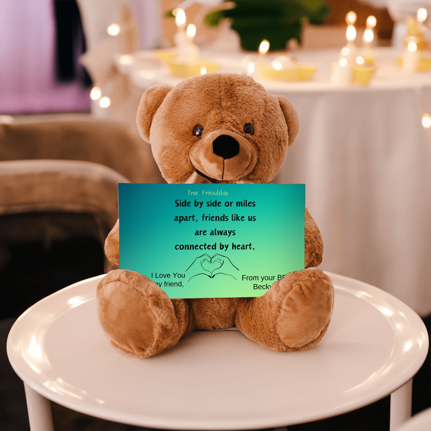 Teddy Bear Friendship Always Connected Teddy Bear - Heartwarming Friendship Gift