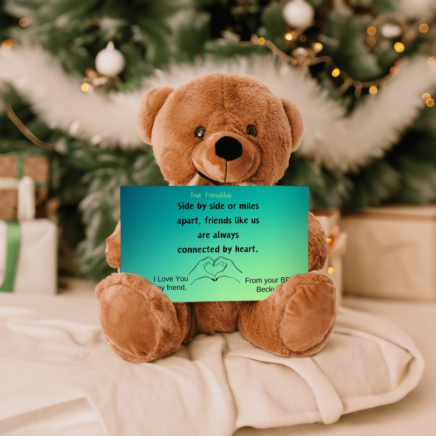 Teddy Bear Friendship Always Connected Teddy Bear - Heartwarming Friendship Gift