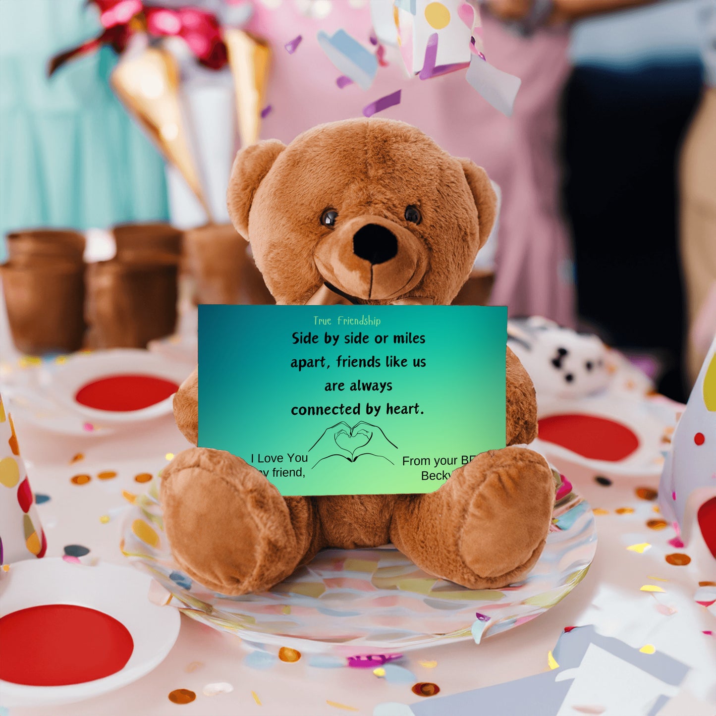 Teddy Bear Friendship Always Connected Teddy Bear - Heartwarming Friendship Gift